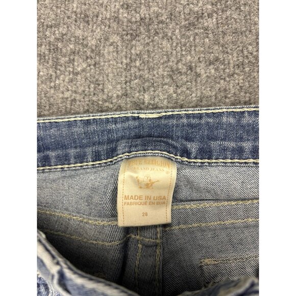 True Religion Jeans Womens 28 Blue Straight Leg Made USA Embroidered Pockets - Picture 2 of 9